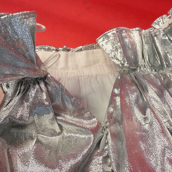 Unique Silver Metallic Skirt – Pop Art Waistband by House of Cards - Y2K-style - Picture 10 of 11